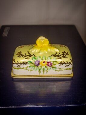 Limoges Porcelain Stamp Holder – Hand‑Painted Floral